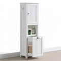 Colonne de rangement de salle de bains en bois, coloris blanc
