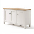 Buffet de rangement aux lignes épurées à trois portes, coloris gris