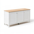 Buffet de rangement aux lignes épurées à trois portes, coloris gris