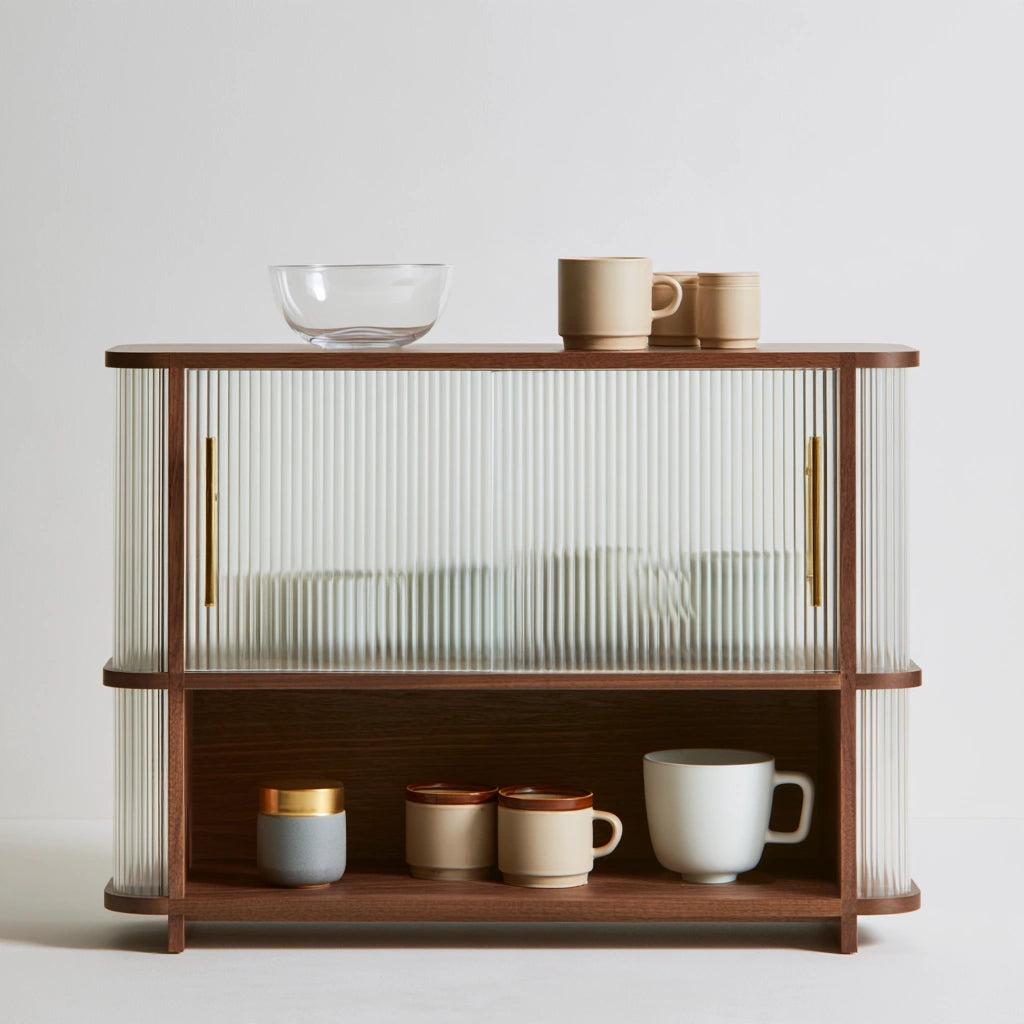 Meuble de rangement de comptoir en bois à trois niveaux, coloris brun naturel