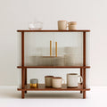Meuble de rangement de comptoir en bois à trois niveaux, coloris brun naturel