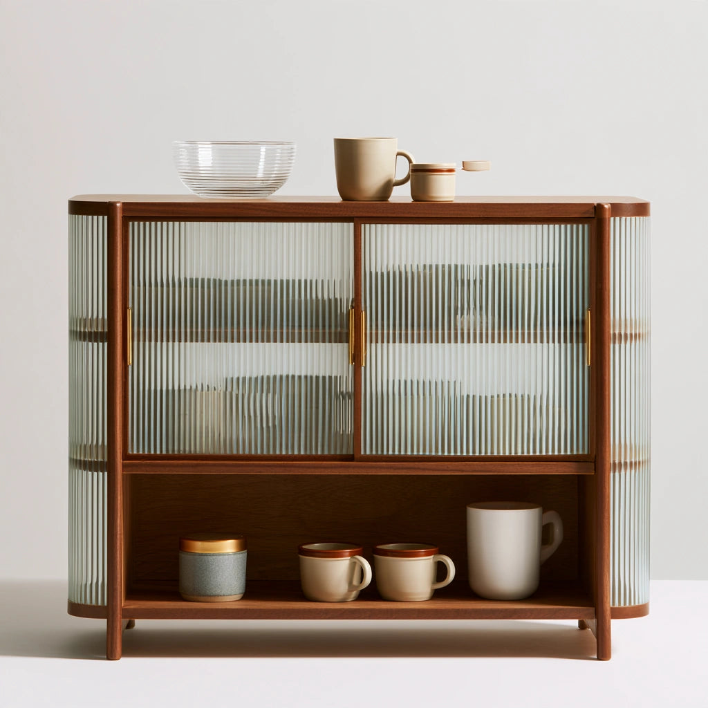 Meuble de rangement de comptoir en bois à trois niveaux, coloris brun naturel